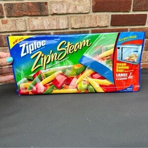 Ziploc Zip N Steam Microwave Steam Cooking Bags Large 7 Bags 10"x10" Sealed 2007